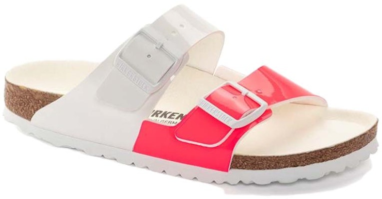Birkenstock Arizona 1024214 Birko-Flor Narrow Fit Split Neon Pink White Sandals