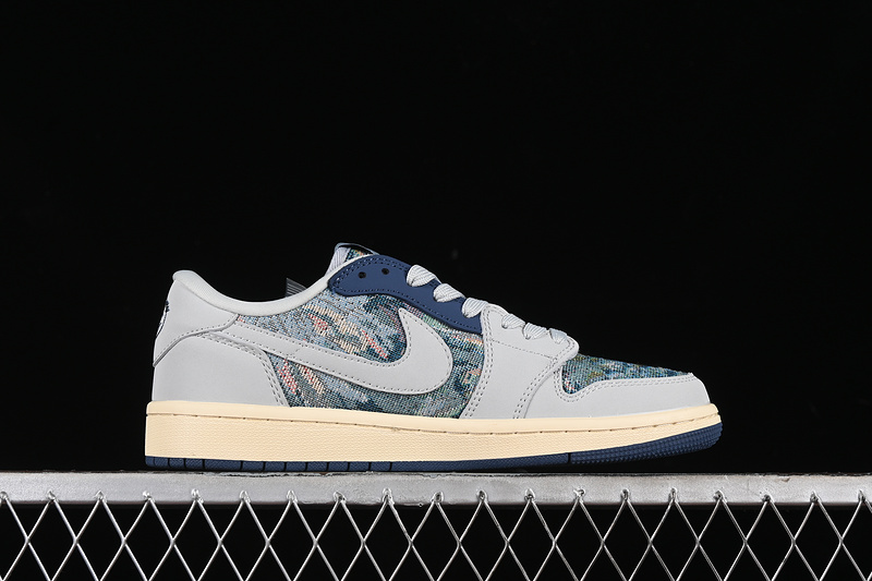 Nike Air Jordan 1 Low Travis Scott Fragment Design Grey Blue Multicolour Sneakers