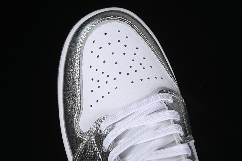 Nike Air Jordan 1 Mid White Metallic Silver Sneakers