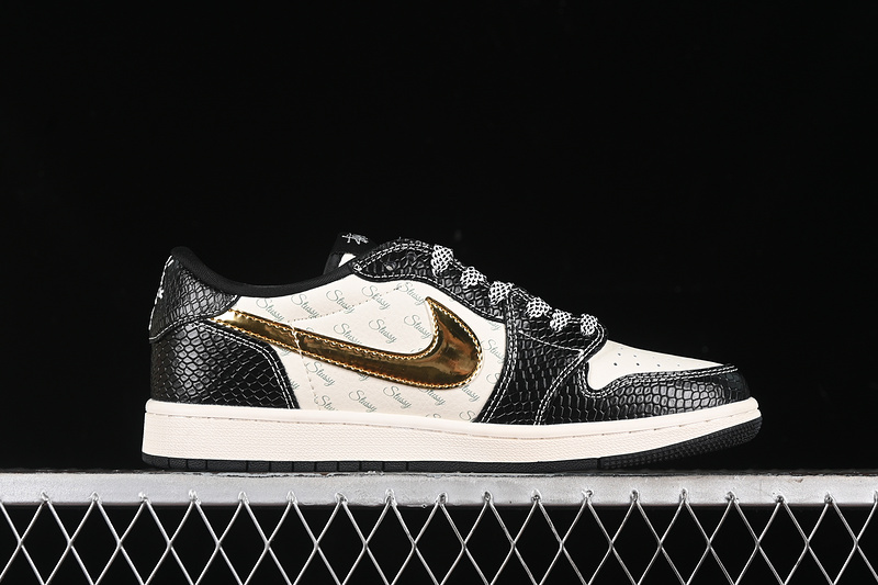 Nike Air Jordan 1 Low Travis Scott Fragment Design OG SP White Black Gold Sneakers