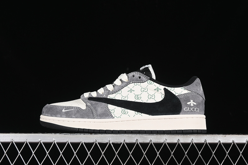 Travis Scott Fragment Design Nike Air Jordan 1 Low OG SP Black White Grey Sneakers