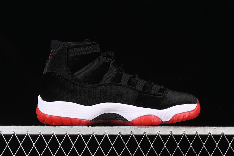 Nike Air Jordan 11 Retro Red White Bred Velvet Black Sneakers