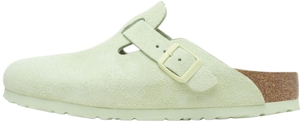 Birkenstock Boston Light Green Soft Footbed Suede Leather 1027678 Fashion Slippers