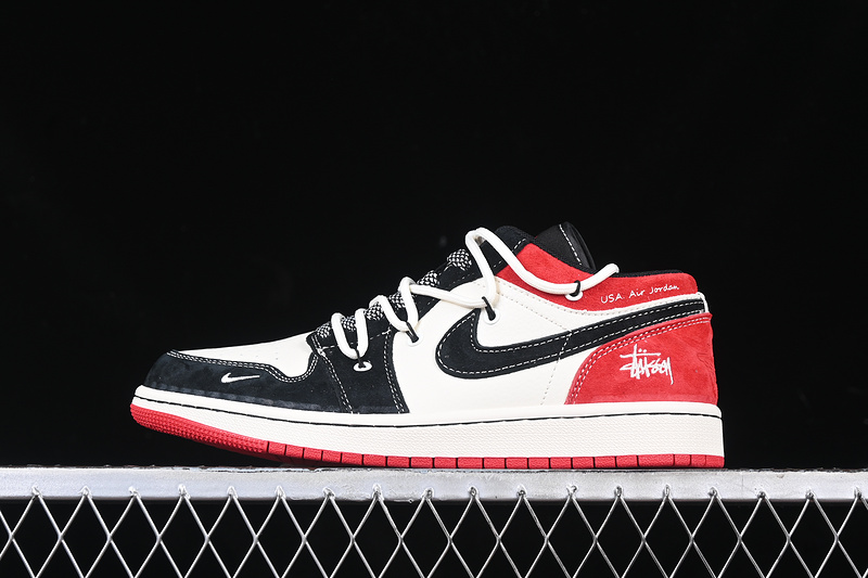 Nike Air Jordan 1 Low Black White Red Sneakers