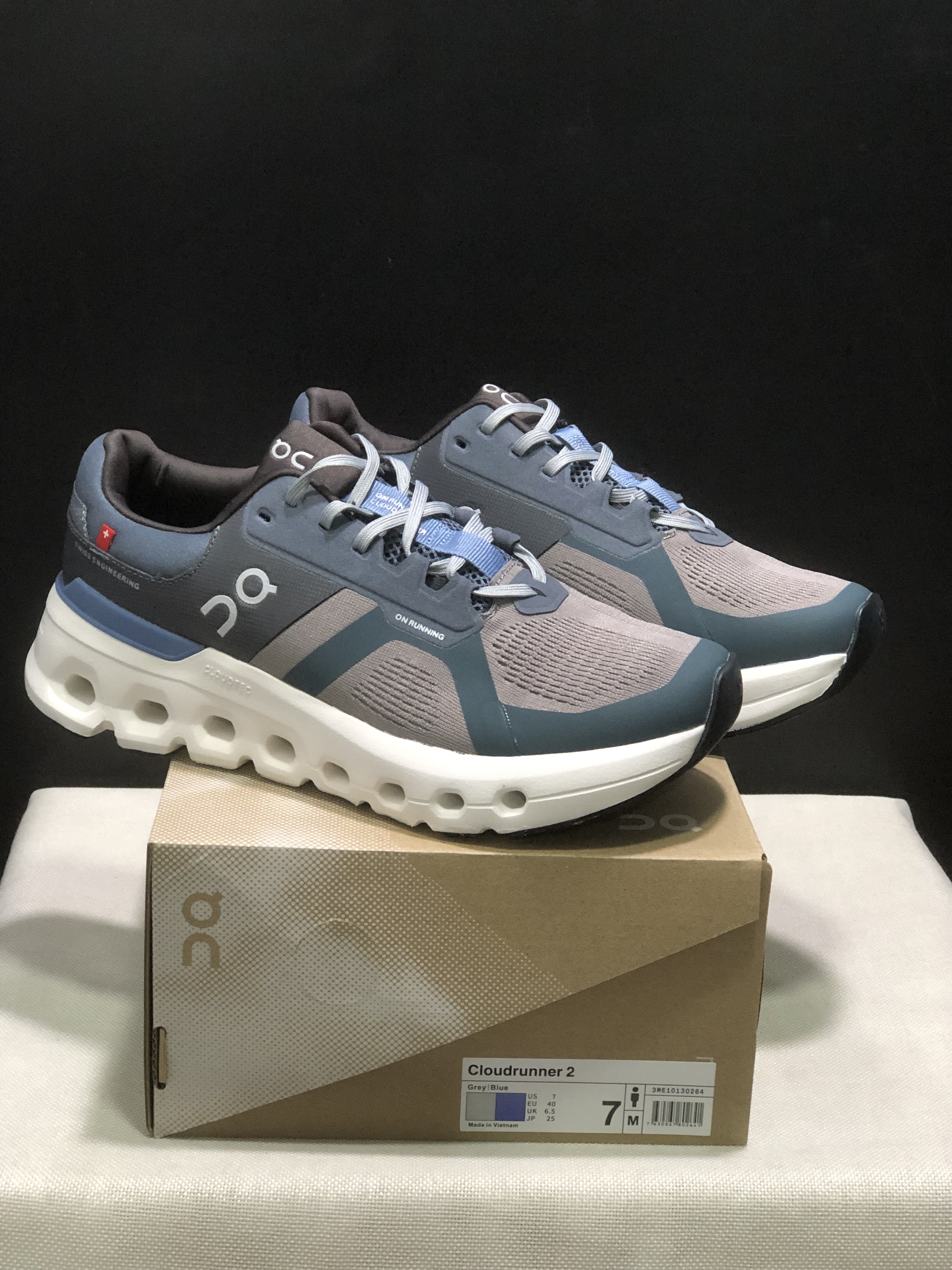 On Running Cloudrunner 2 Mesh Breathable Running Shoes Grey/Blue