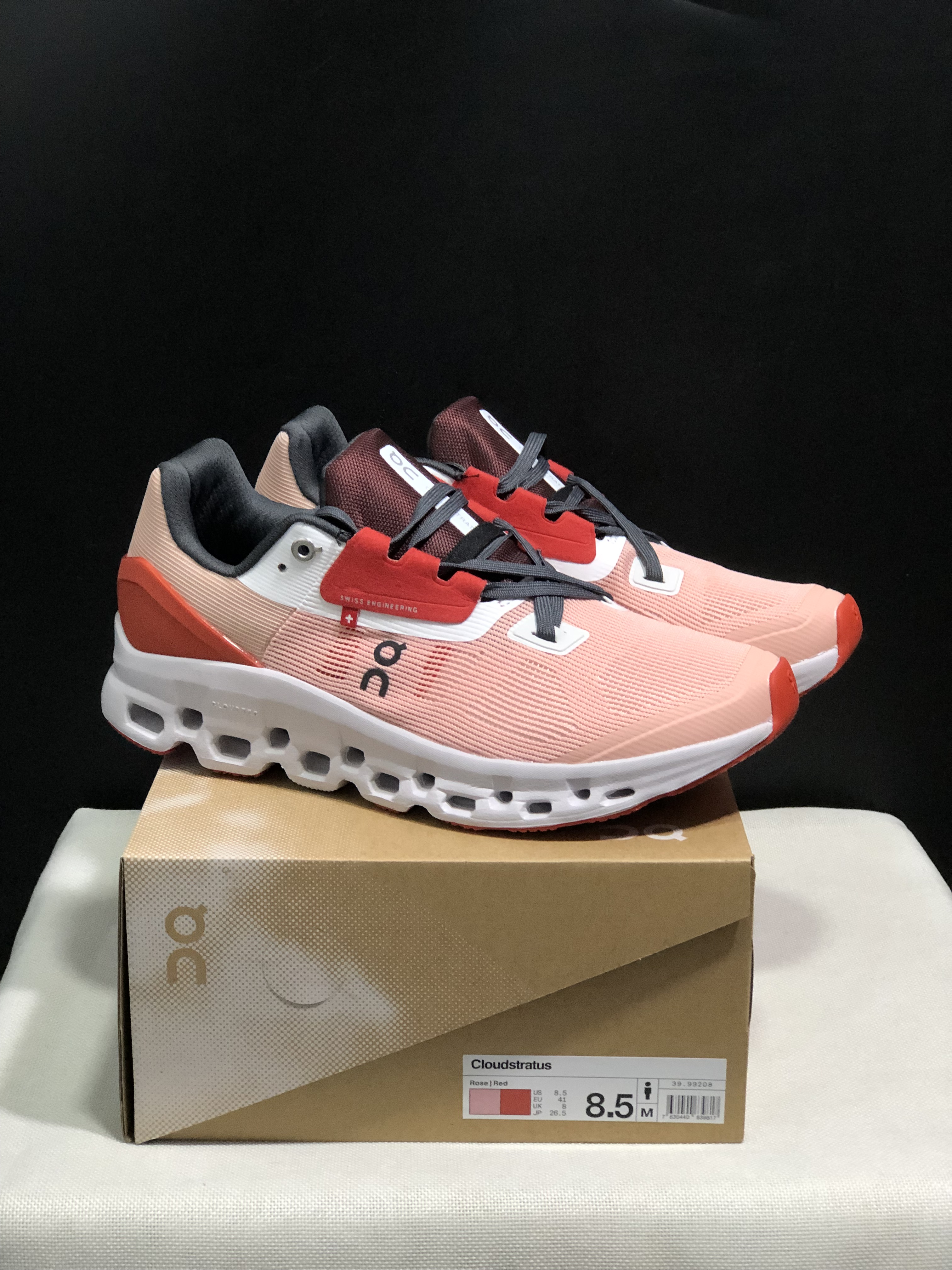 On Running Cloudstratus Breathable Support Running Shoes Rose/Red