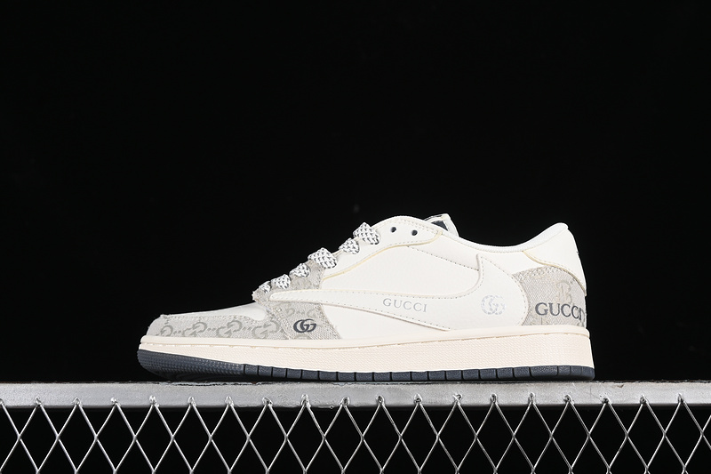 Nike Air Jordan 1 Retro Low GUCCI Travis Scott Fragment Design White Grey Sneakers