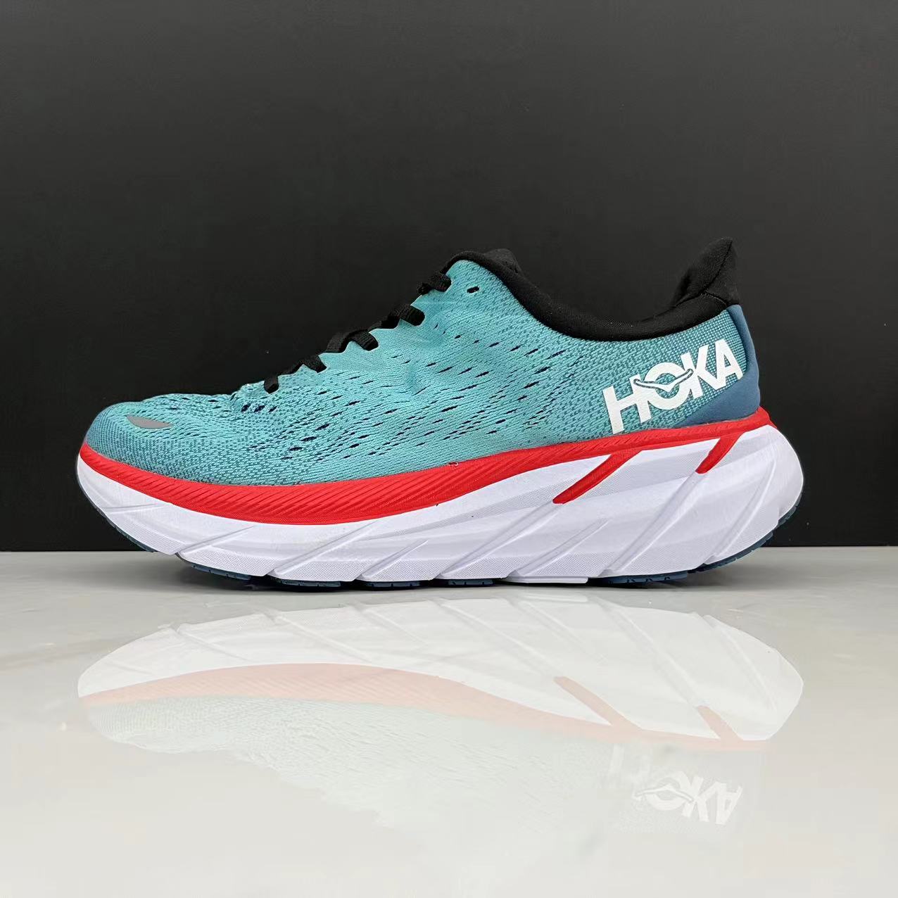 Hoka One One Clifton 8 Fashion Shoes Shock-absorbing Sneakers Turquoise