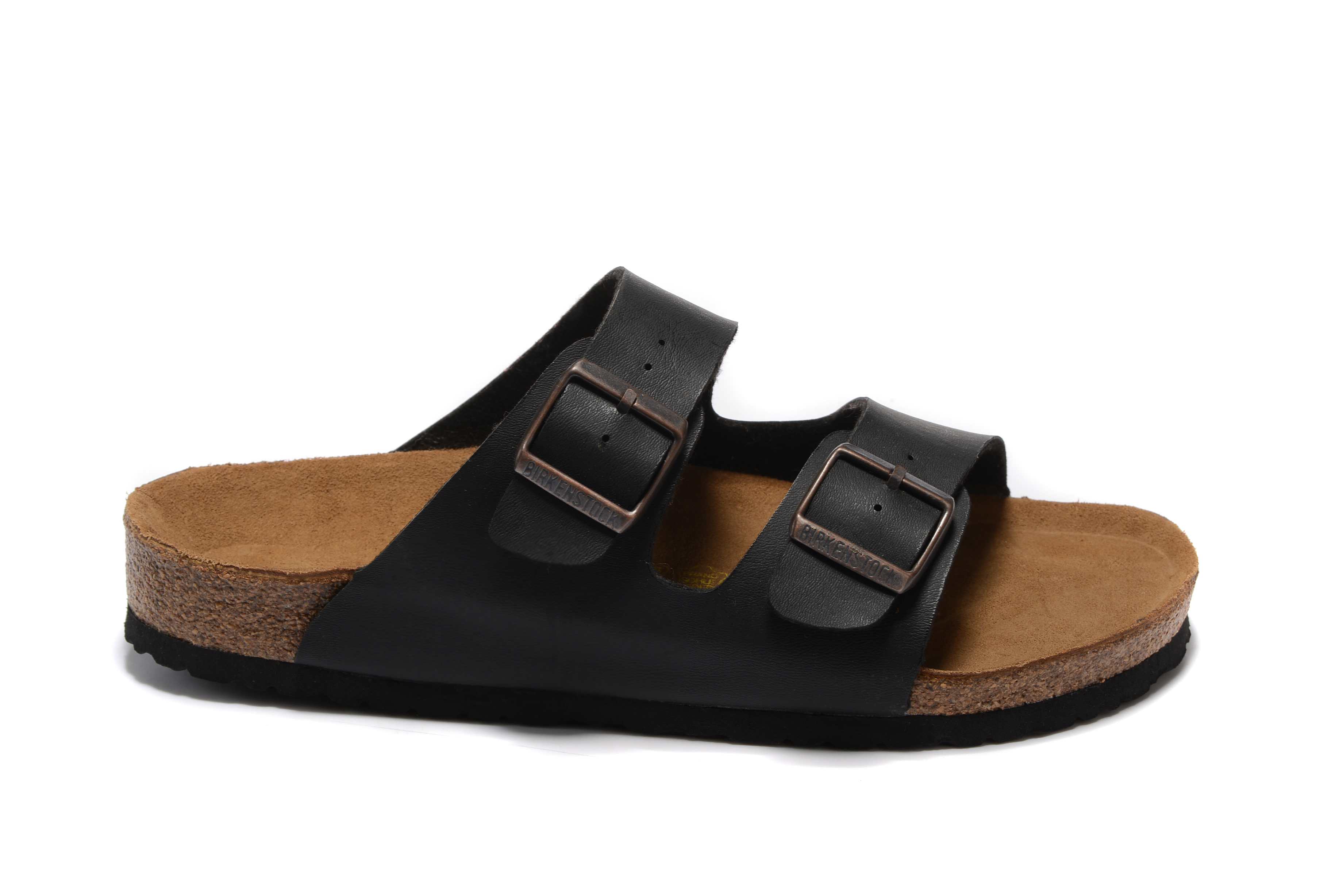 Birkenstock Arizona Black Two Buckle Matte Leather Sandals