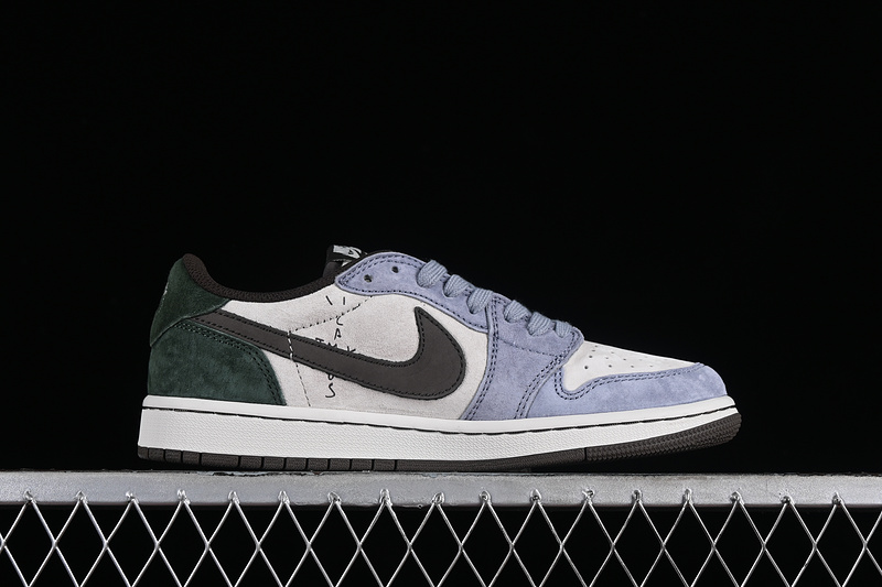 Travis Scott Nike Air Jordan 1 Low OG White Blue Brown Green Sneakers