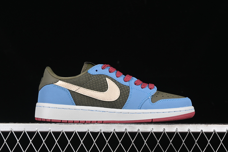 Nike Air Jordan 1 Low OG SP Travis Scott Fragment Design Blue Green Gold Red Sneakers