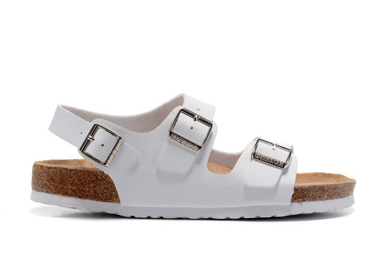 Birkenstock Two-Button White Matte Leather White Sole Sandals