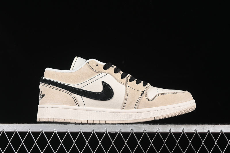 Nike Air Jordan 1 Low Black White Khaki Sneakers