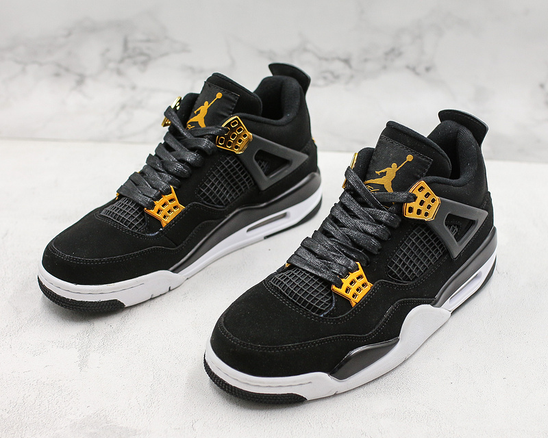 Nike Air Jordan 4 Retro Royalty Black Metallic Gold White Sneakers
