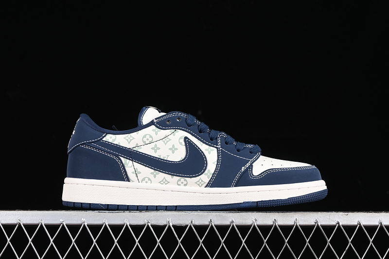 Nike Air Jordan 1 Low OG SP Travis Scott Fragment Design LV White Navy Sneakers