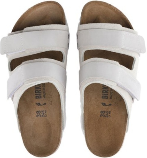 Birkenstock Uji 1024822 Nubuck Suede Narrow Fit Antique White Slide Sandals