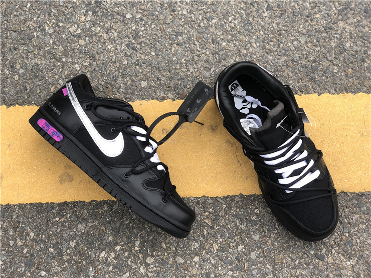 Nike Dunk Off-White Low ��50 of 50�� Black Silver Sneakers