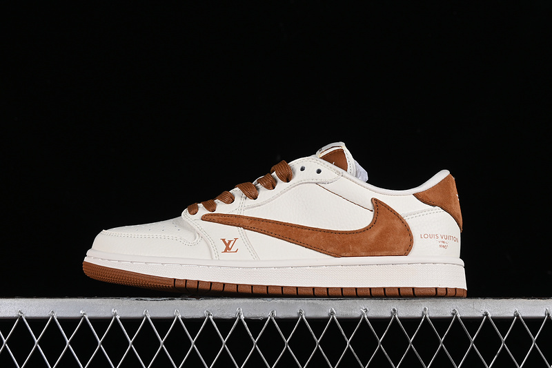Nike Air Jordan 1 Low Travis Scott Fragment Design LV Brown White Sneakers