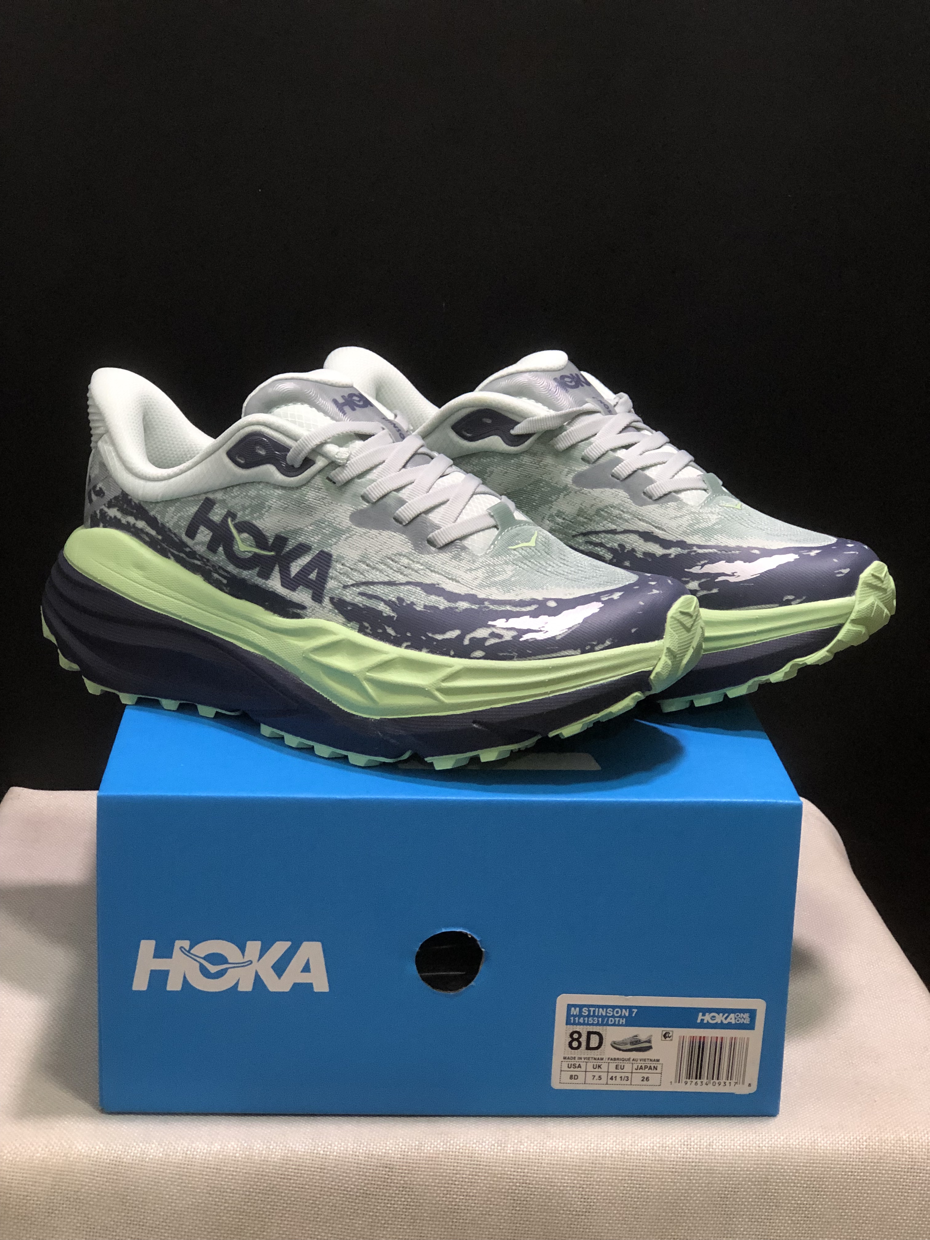Hoka One One Stinson 7 Comfortable Anti-slip Running Shoes Camouflage/Light Green