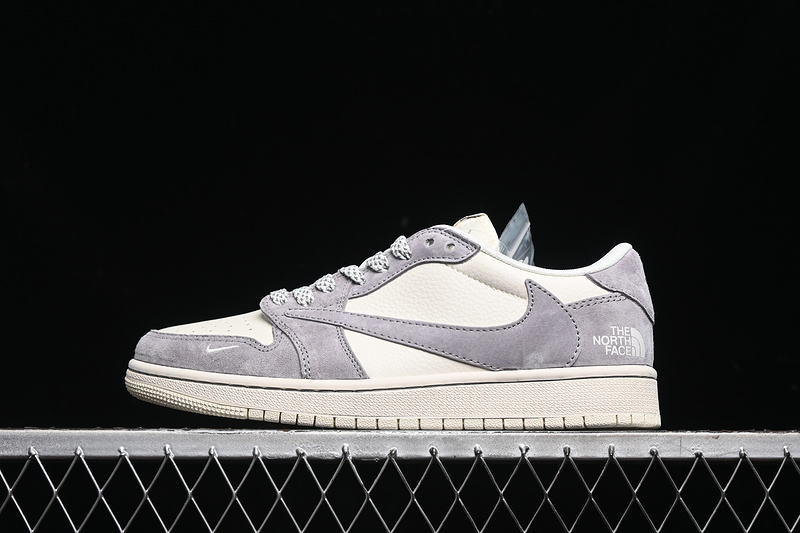 Travis Scott Fragment Design Nike Air Jordan 1 Low The North Face OG SP Grey White Sneakers