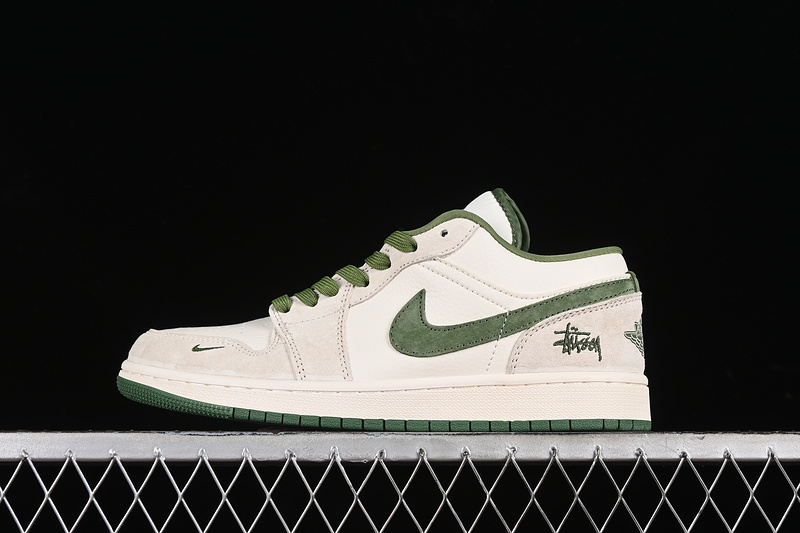 Nike Air Jordan 1 Low Off-White Green Sole Coconut Milk White Sneakers