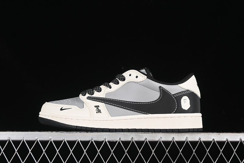 Travis Scott Fragment Design Nike Air Jordan 1 Low OG SP Black White Grey Fashion Sneakers