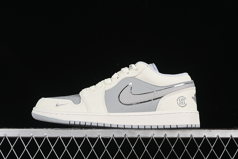 Nike Air Jordan 1 Low White Grey Silver Sneakers