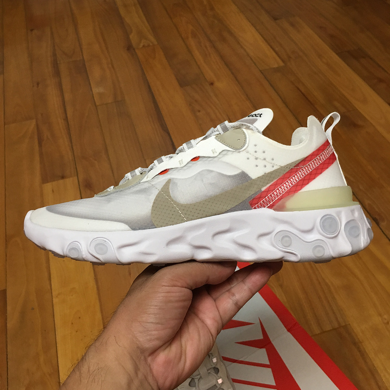 Nike React Element 87 Sail White Light Bone Red Sneakers