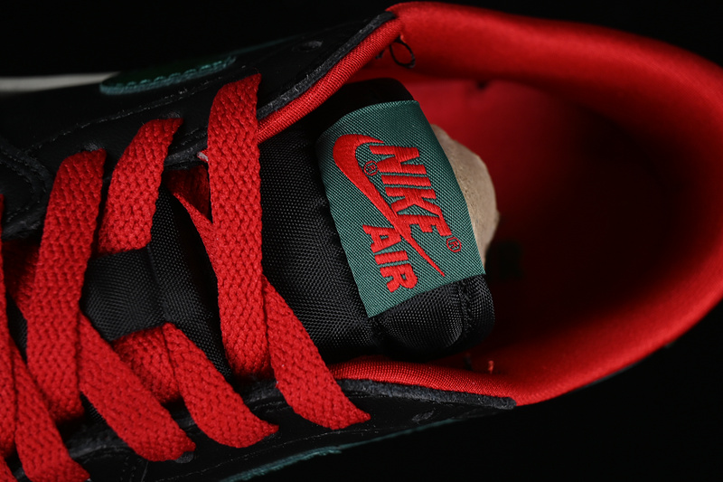 Nike Air Jordan 1 Low Black Gorge Green Varsity Red Sail Sneakers