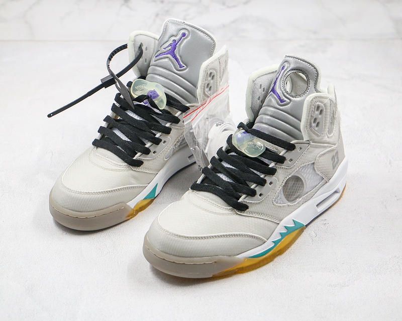 Nike Air Jordan 5 Retro Off-White Ash Wood Green Sneakers