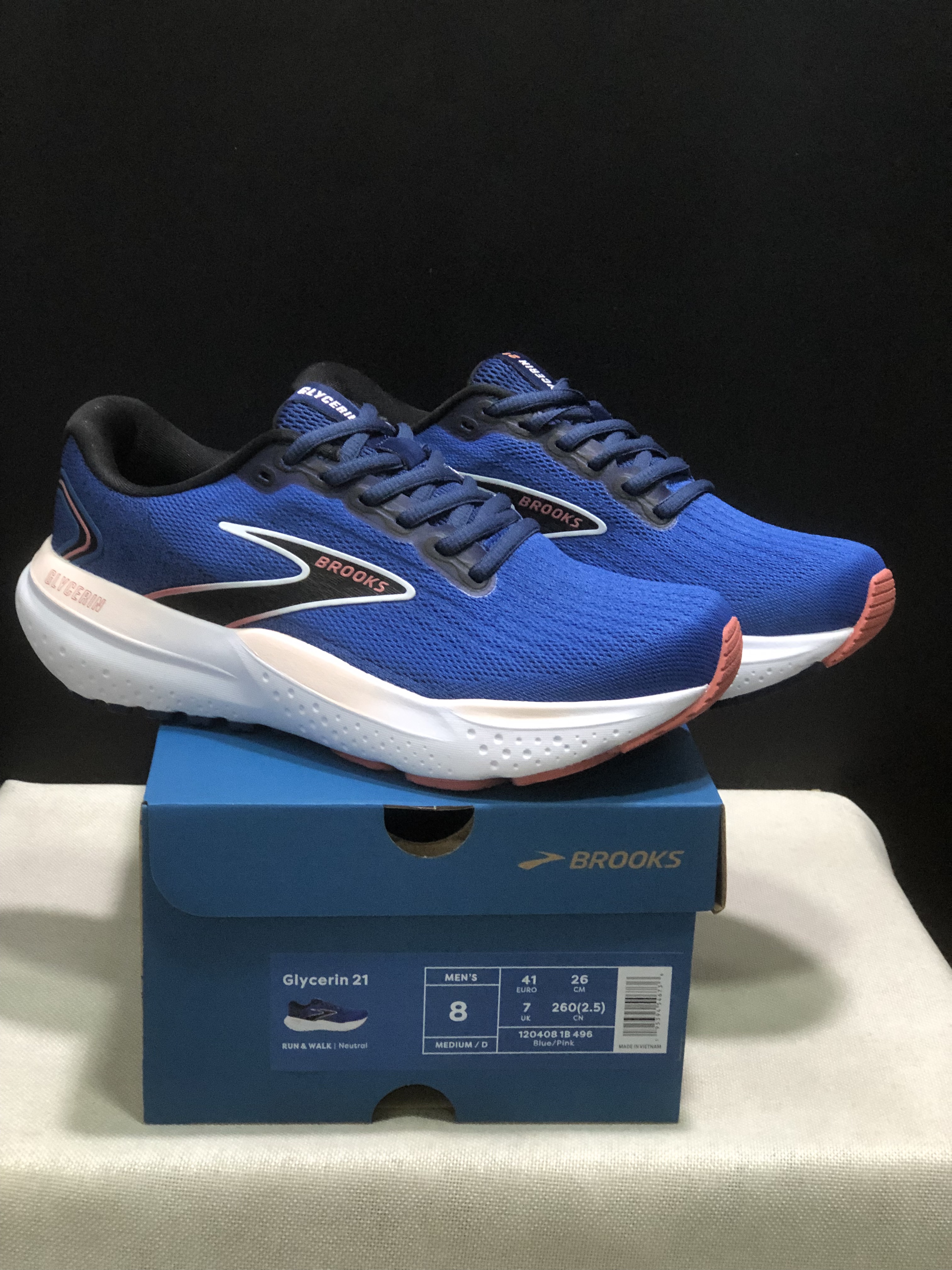 Brooks Glycerin 21 Low-top Casual Running Shoes Blue/Pink