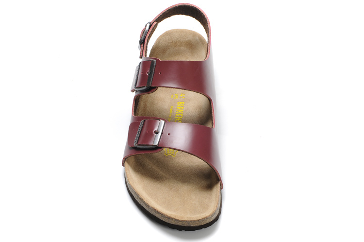 Birkenstock Two-Button Vermilion Red Matte Leather Sandals