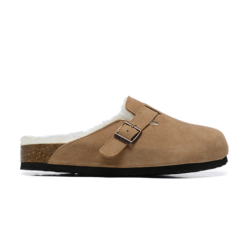 Birkenstock Light Brown Suede White Shearling Lining Clog Shoes