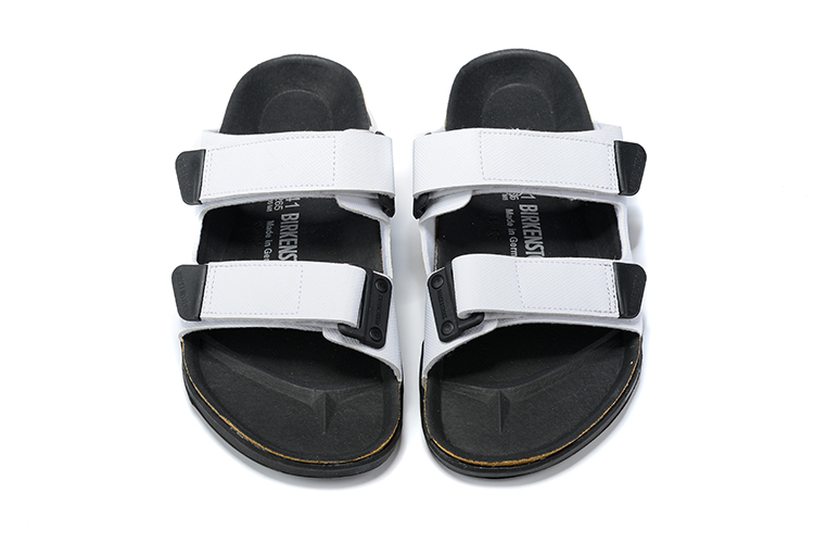 Birkenstock White Velcro Matte Leather Slippers