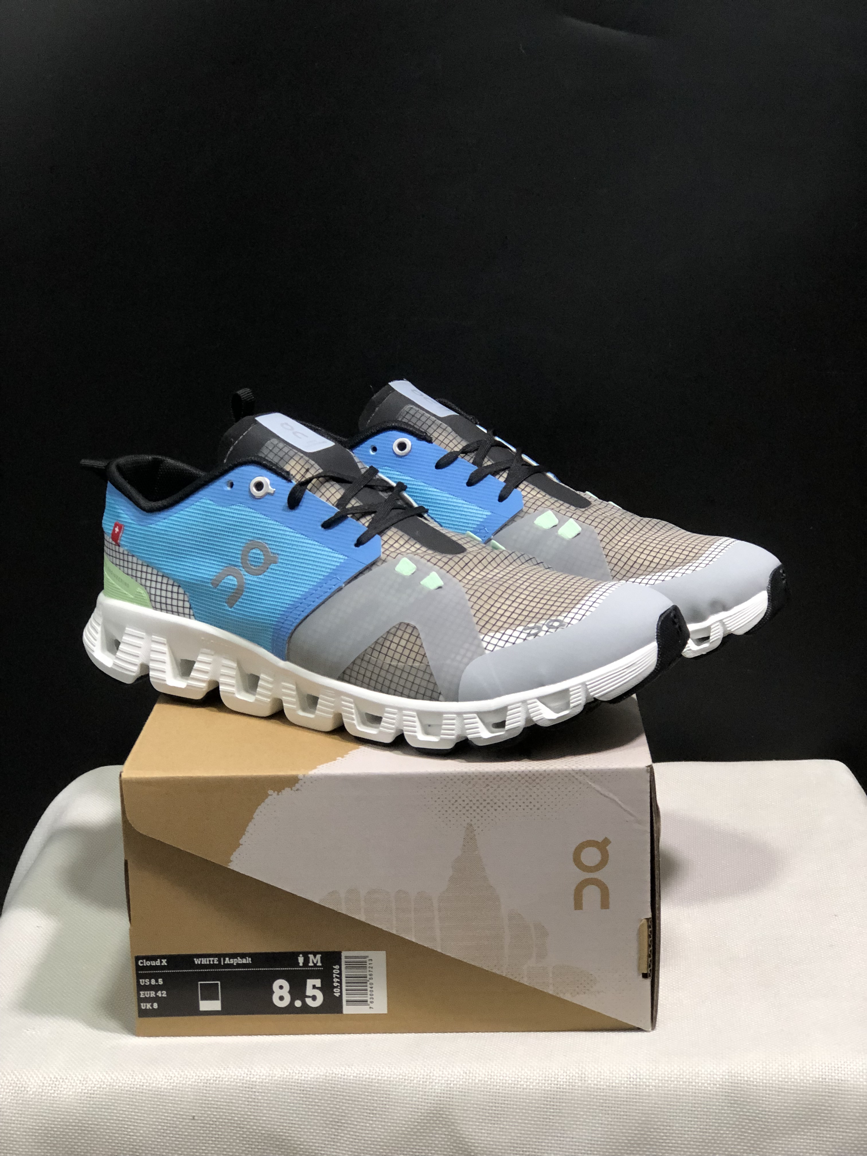 On Running Cloud X Shift Breathable And Shock-Absorbing Lightweight Running Shoes Niagara Blue/Light Khaki