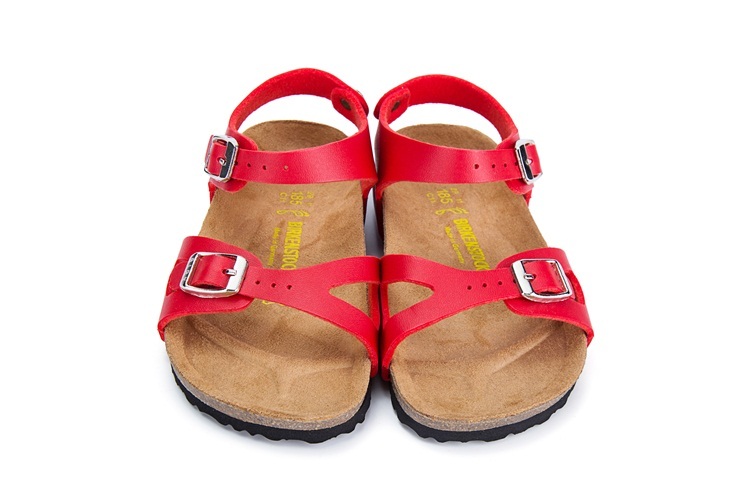 Birkenstock Single Button Red Matte Leather Sandals