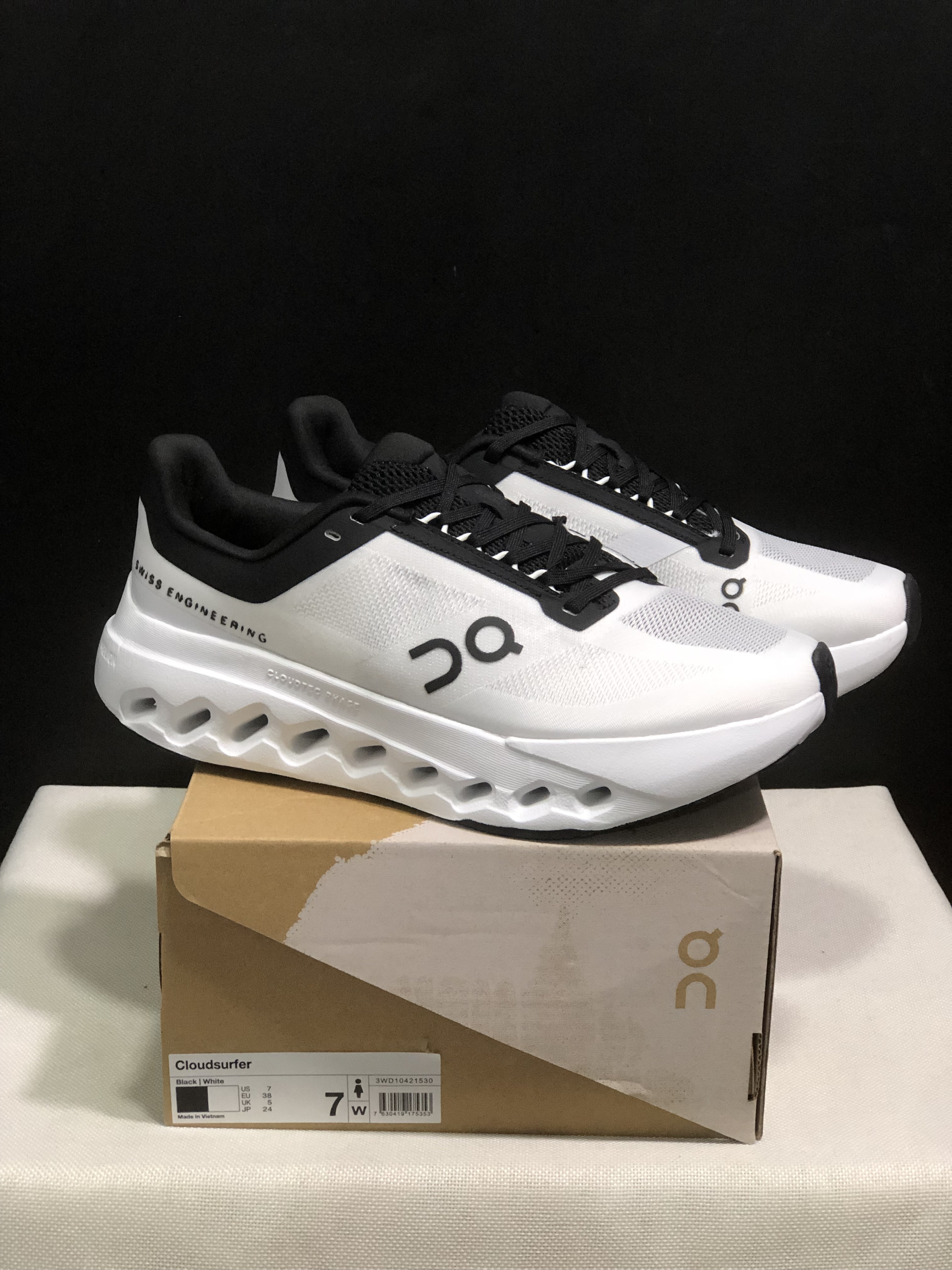 On Running Cloudsurfer Next Casual Running Shoes Black/White