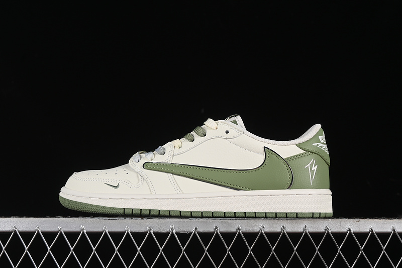 Nike Air Jordan 1 Low OG SP Off-White Travis Scott Fragment Design White Green Sneakers