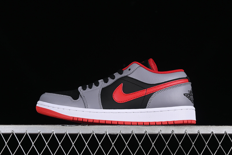 Nike Air Jordan 1 Low Black Smoke Grey Red Sneakers
