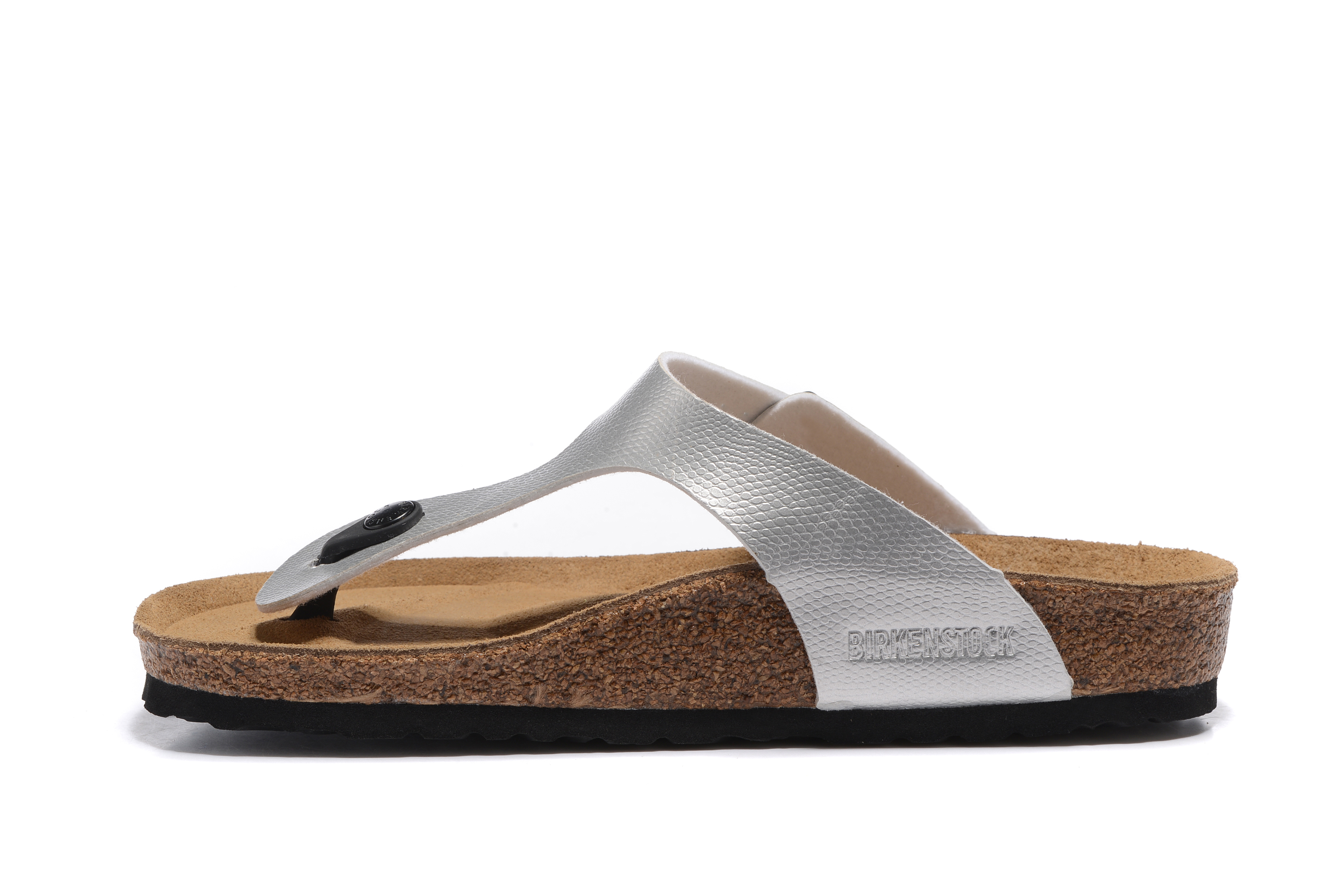 Birkenstock Gizeh Silver Snakeskin Flip Flops Leather Sandals