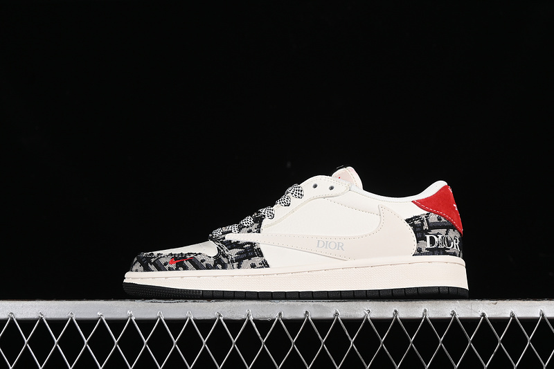 Nike Air Jordan 1 Low DIOR Travis Scott Fragment Design White Grey Black Sneakers