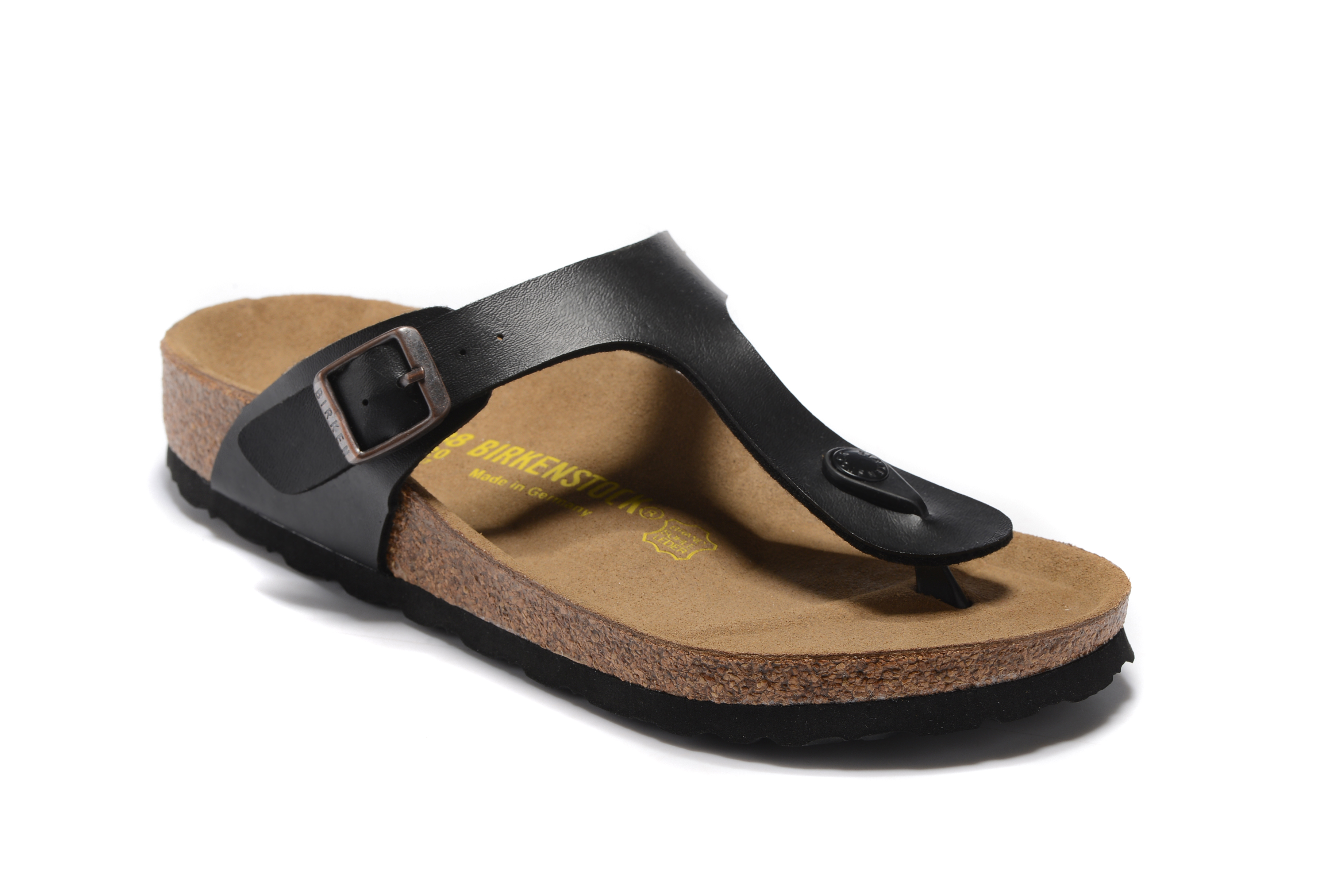 Birkenstock Gizeh Black Matte Flip Flops Leather Sandals