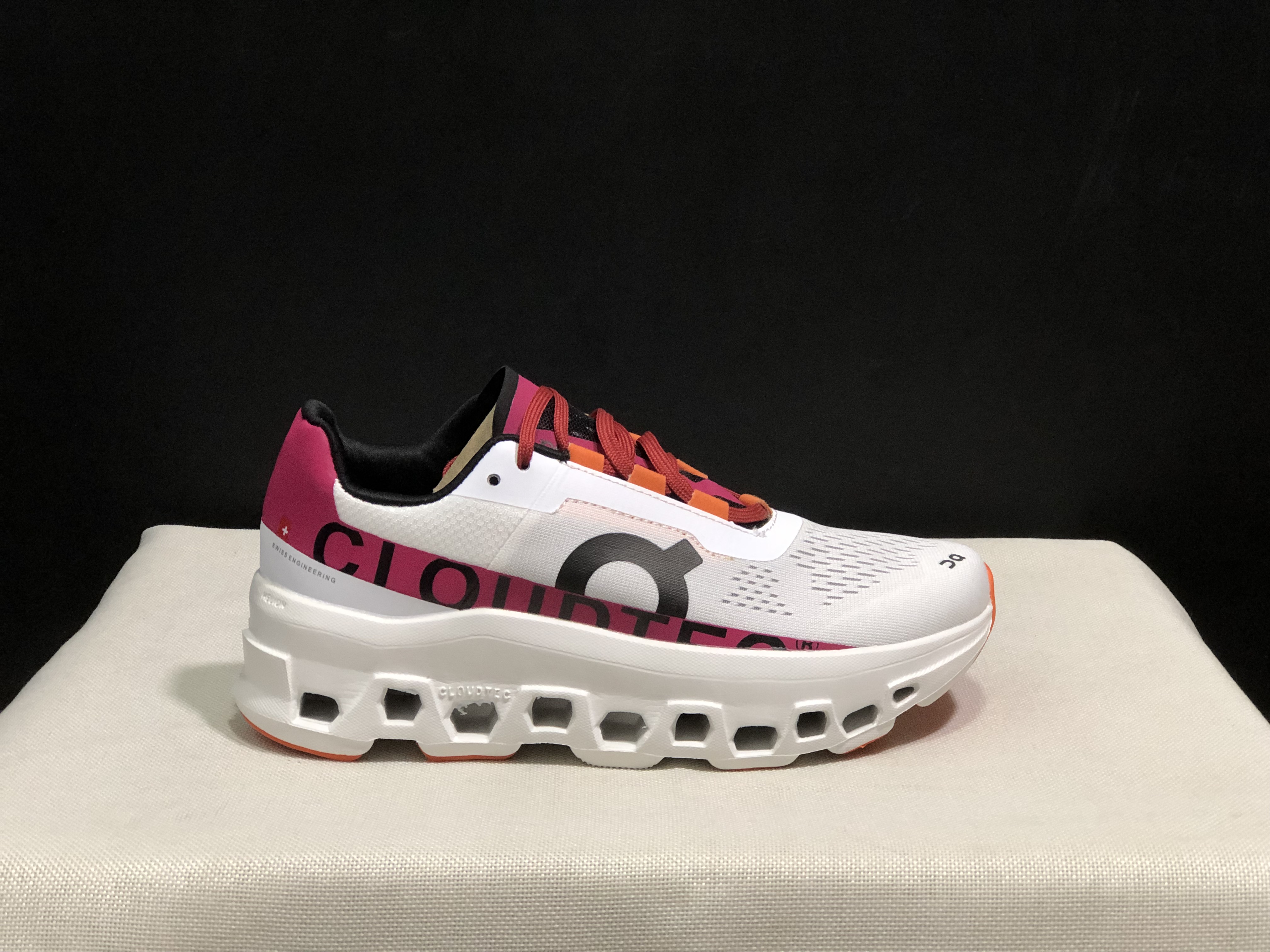 On Running Cloudmonster Anti-Slip Running Shoes Lime/Rust Red