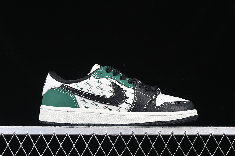Travis Scott Fragment Design Nike Air Jordan 1 Low OG SP White Black Green Sneakers