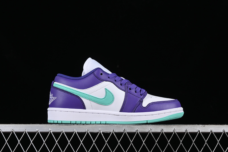 Nike Air Jordan 1 Low SE Hornets Psychic Purple Hyper Jade White Cone Sneakers