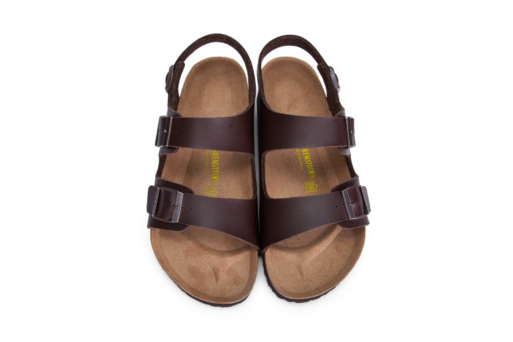 Birkenstock Two-Button Dark Brown Matte Leather Sandals
