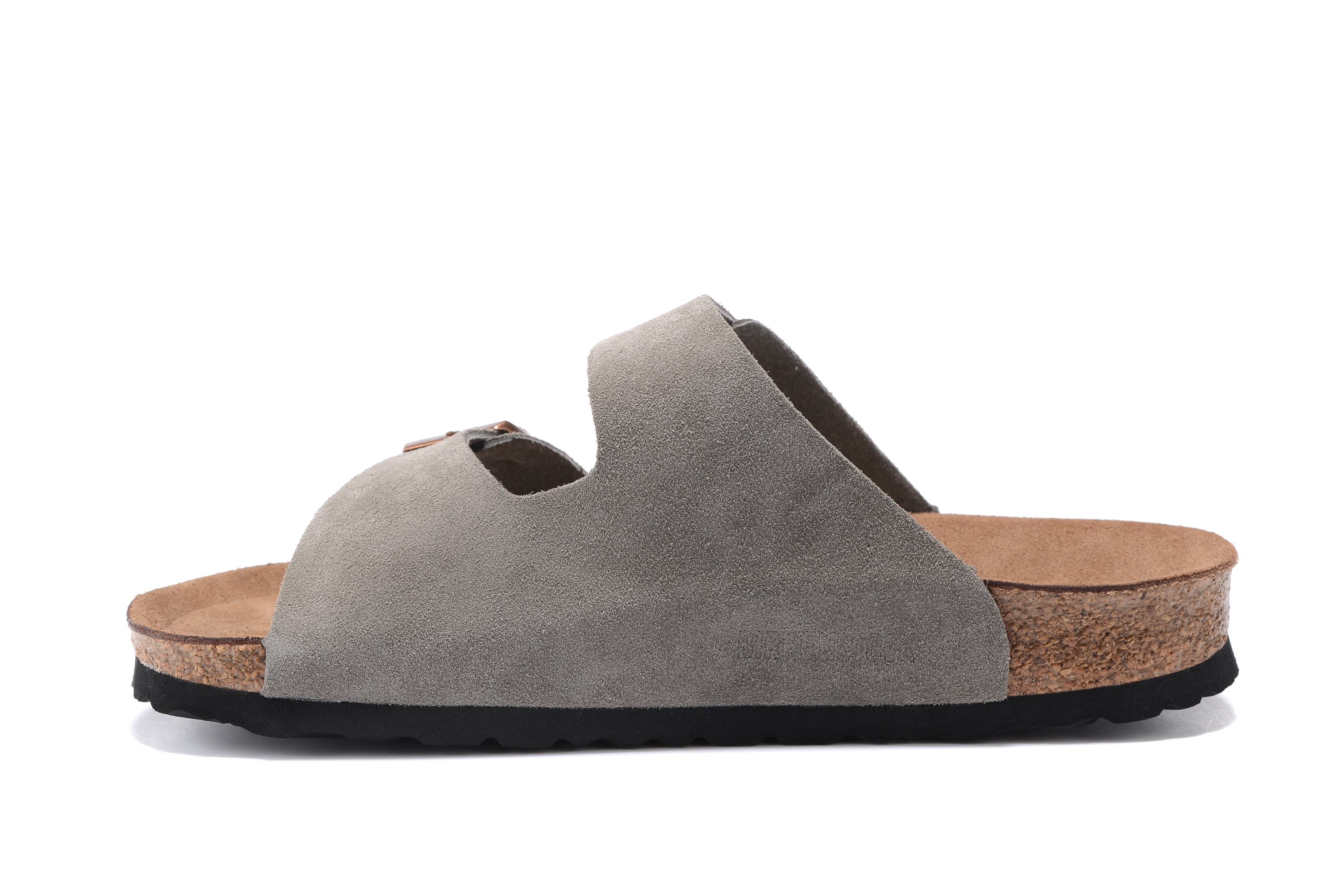 Birkenstock Arizona Gray Double Buckle Leather Sandals
