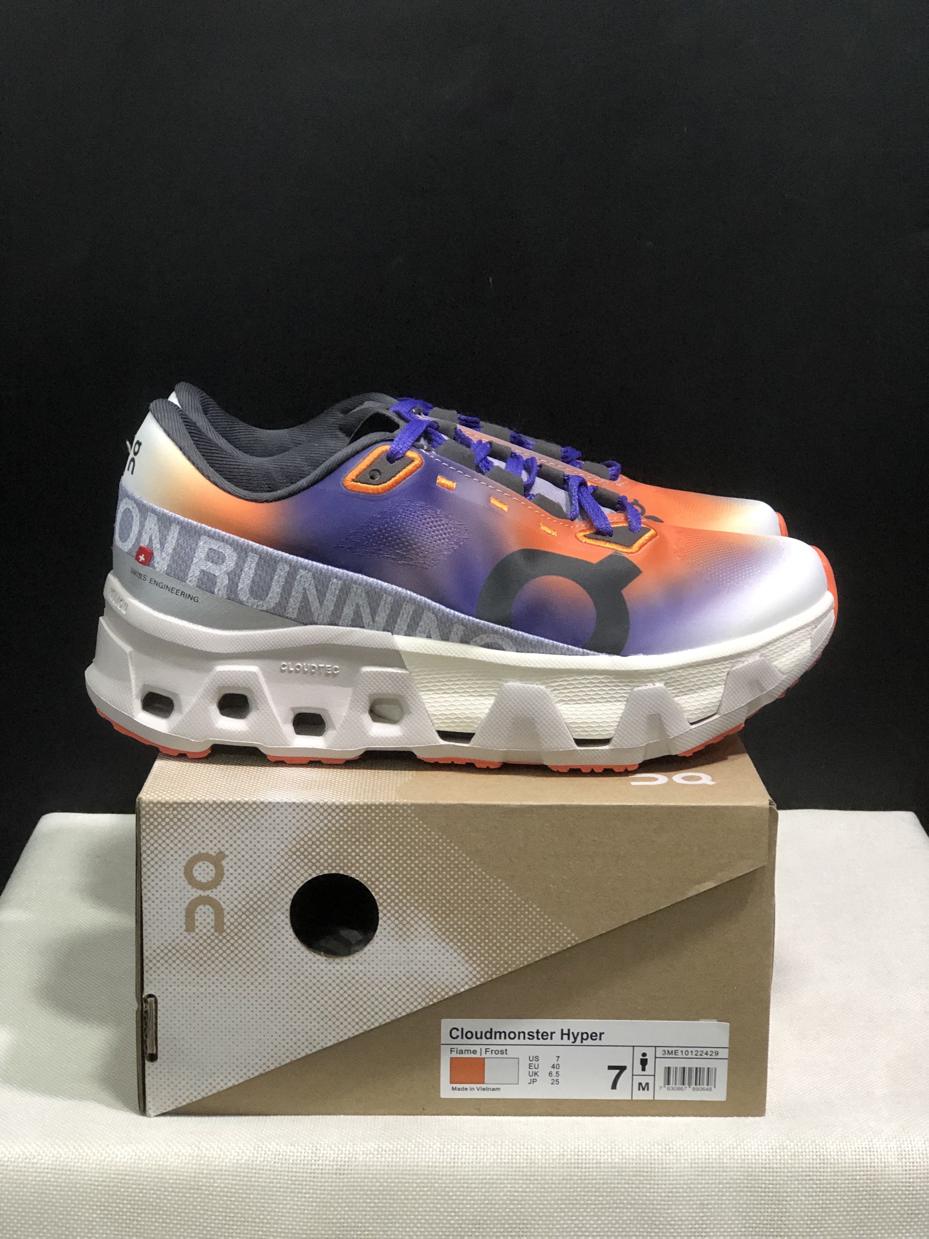 On Running Cloudmonster Hyper Running Shoes Flame/Purple/Frost