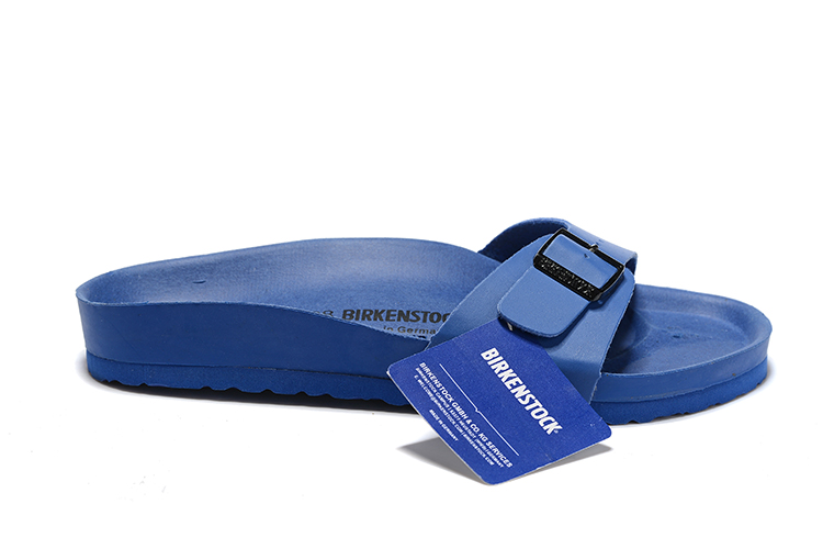Birkenstock Single Button Pure Navy Matte Leather Slippers