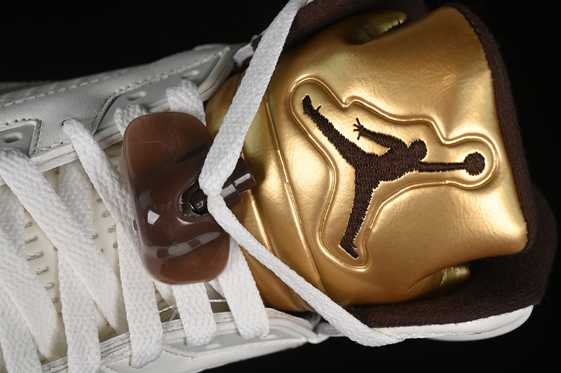 Nike Air Jordan 5 Retro Earth Metallic Gold White Brown Sneakers